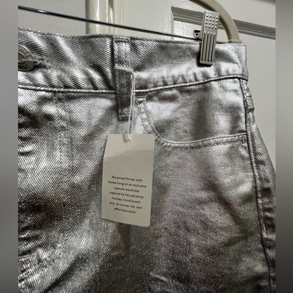 Madewell x Aimee Song denim mini skirt in coated silver size 29 NWT new - Picture 5 of 15